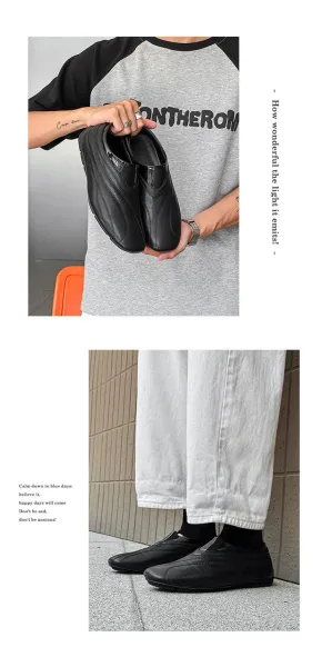 Design Slip-On Leather Loafers Black - 6