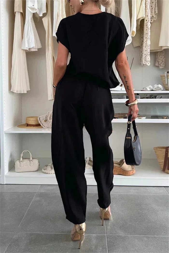Design Wide-Leg Jogger Pants in Burgundy with Matching Top Set - 9