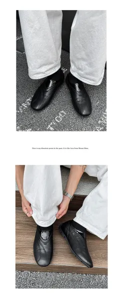 Design Slip-On Leather Loafers Black - 8