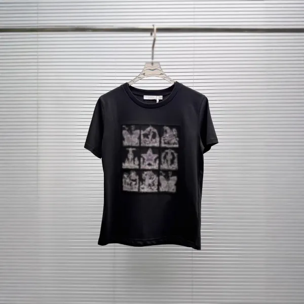 Design Grid Print Black T-Shirt - 1