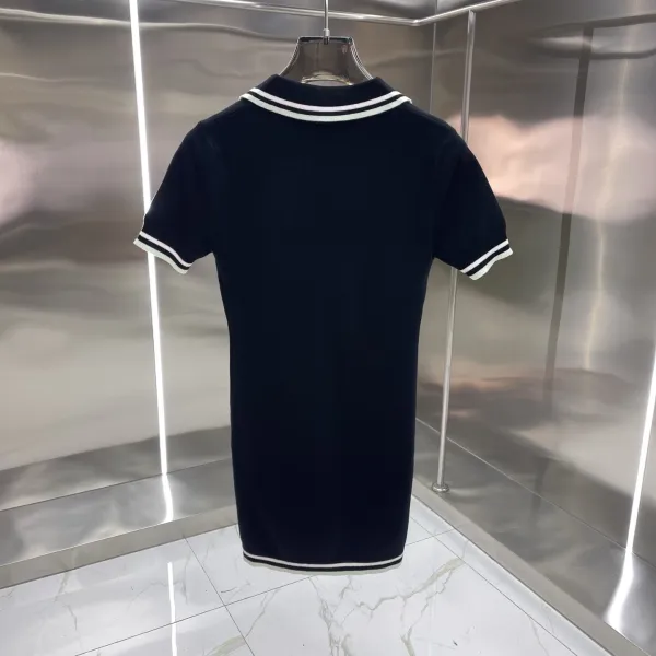 Design Knit Polo Dress Navy with White Trim and Diamond Logo - 12