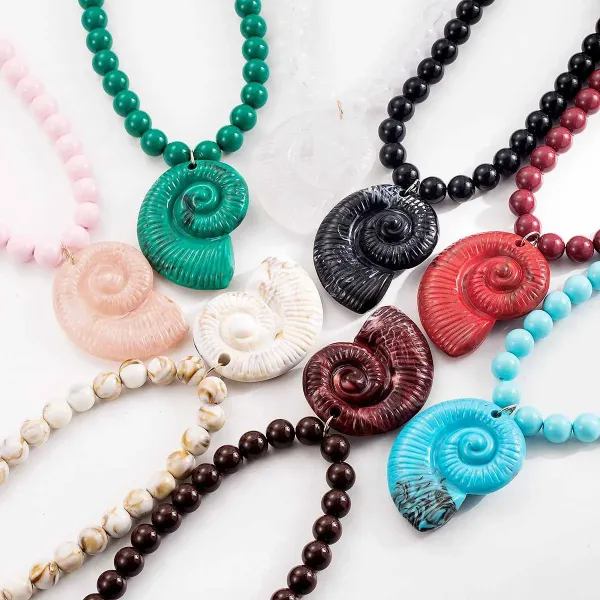 Design Starfish Pendant Necklace with Red Resin Beads Jewelry - 33
