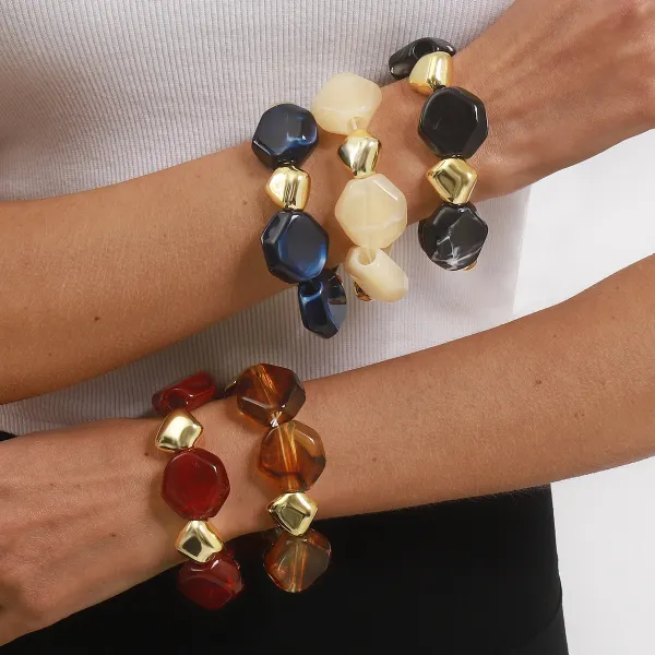 Design Studded Two-Tone Cuff Bracelet Gold Silver Jewelry - 25