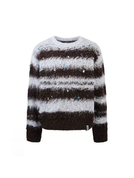 Maison Margiela Striped Mohair Sweater with Embellishments Multicolor Sweater - 1