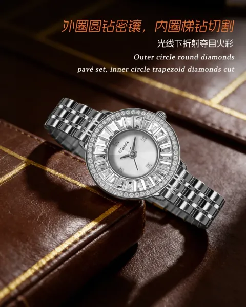 Design BELBI Crystal-Embellished Black Dial Stainless Steel Watch Watches - 9