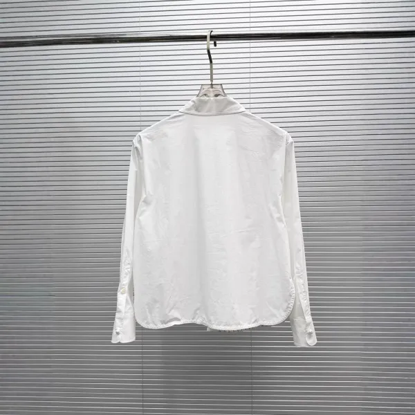 Design Glen White Oversized Shirt with Embroidered Logo Tops Shirt - 6