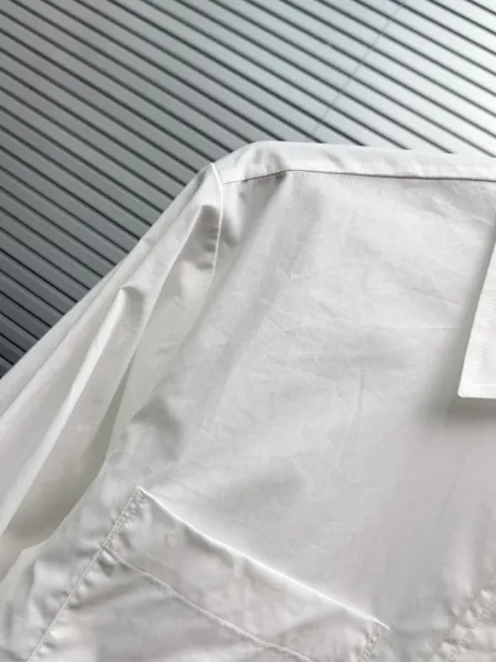Design Glen White Oversized Shirt with Embroidered Logo Tops Shirt - 7