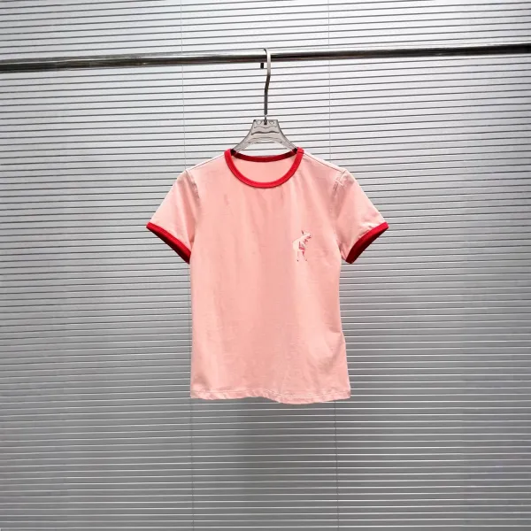 Design Ringer T-Shirt Gray with Dolphin Embroidery - 5