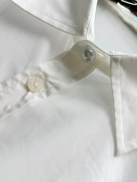 Design Glen White Oversized Shirt with Embroidered Logo Tops Shirt - 10