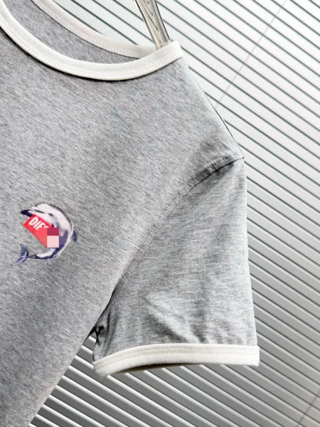 Design Ringer T-Shirt Gray with Dolphin Embroidery - 11