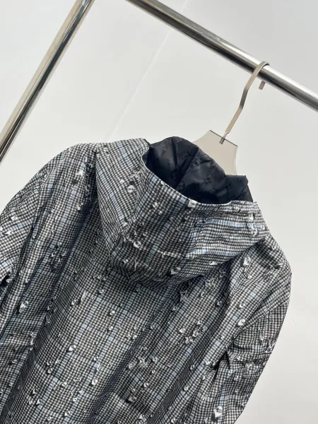 C.P. Company Grid-Print Hooded Windbreaker Gray Outerwear - 15