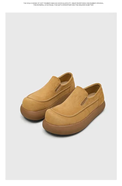Design Suede Loafer Slip-On Beige Casual Shoes - 14