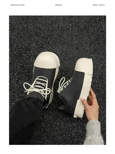 Design 1726 Black Canvas Toe Cap Sneakers Chunky Sneakers - 15