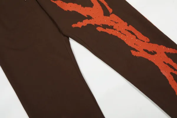 Design Abstract Print Brown Sweatpants - 6