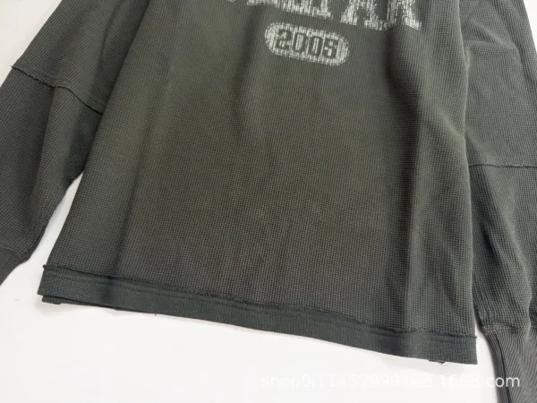 Telfar Thermal Waffle Knit Crewneck Sweatshirt Olive Green Sweater - 11