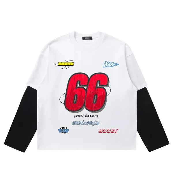 Design NOTSEXX 66 Graphic Long Sleeve T-Shirt White / Black T-Shirts - 1