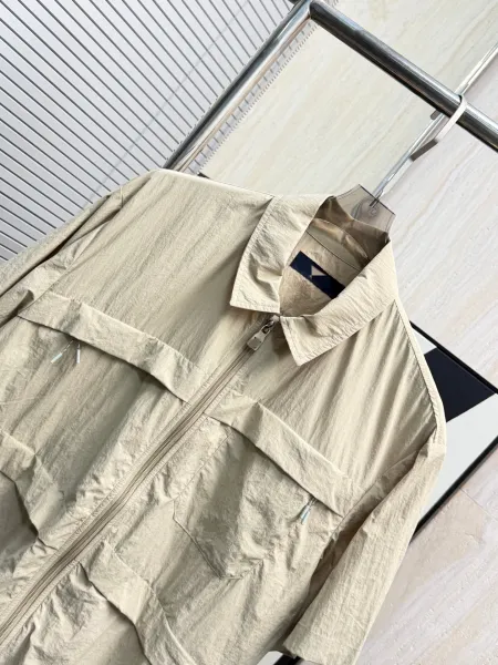 Design Utility Short-Sleeve Zip-Up Shirt Beige Tops Shirt - 7