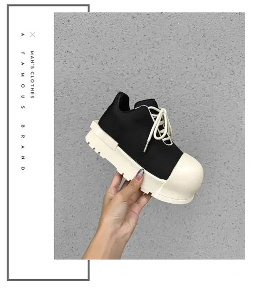 Design 1726 Black Canvas Toe Cap Sneakers Chunky Sneakers - 20