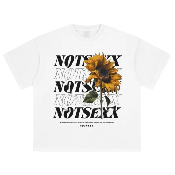 Design NOTSEXX Sunflower Graphic T-Shirt White T-Shirts - 1