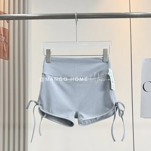 Design Mango Home Ribbed Tie-Side Shorts Light Gray Shorts - 12