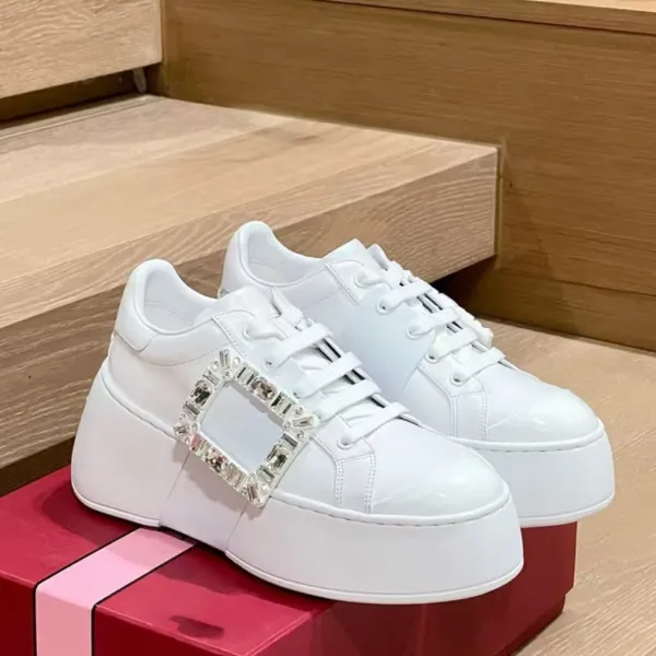 Roger Vivier Rockstud Spike White Platform Sneakers Chunky Sneakers - 1
