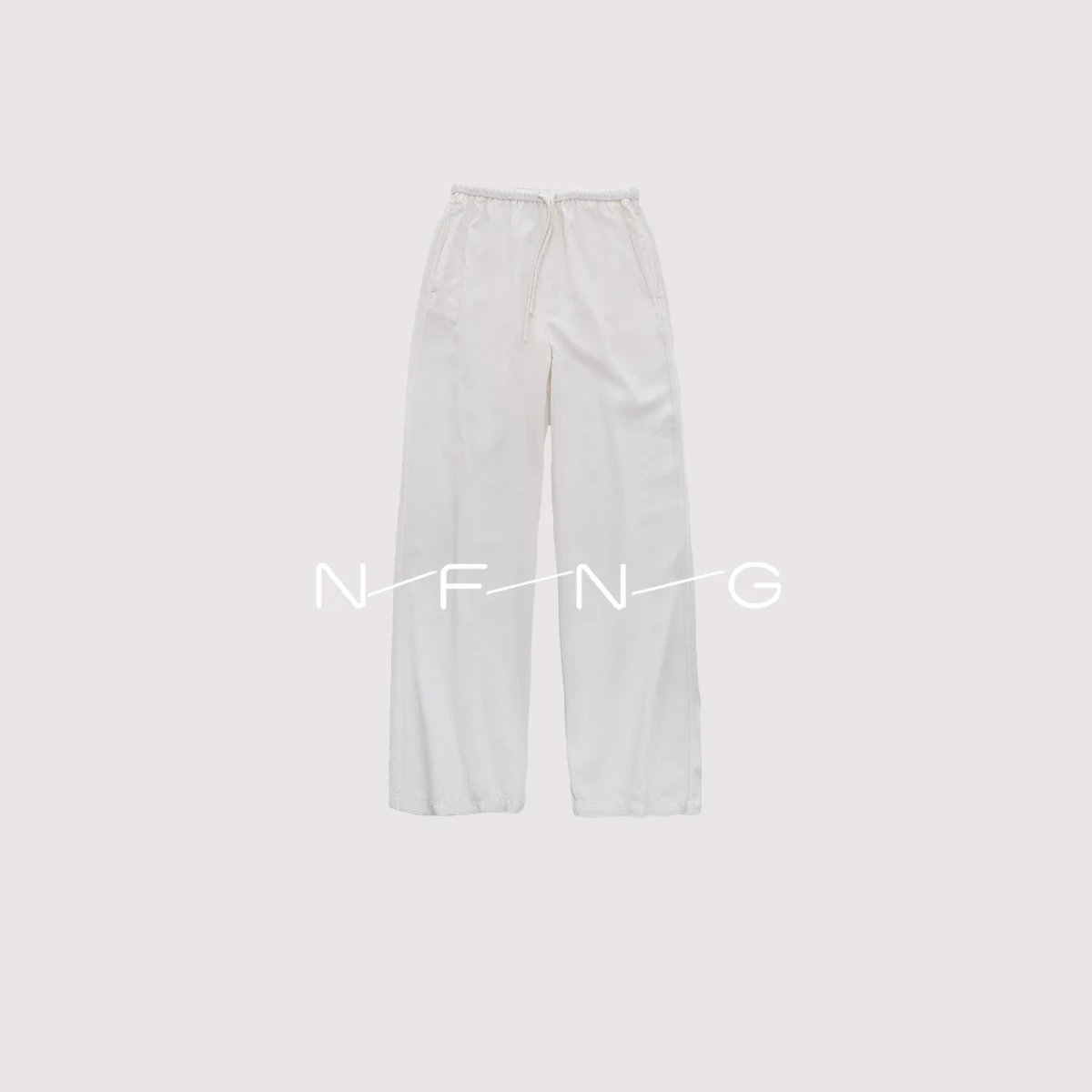 N / F / N / G Wide-Leg Drawstring Pants White Pants