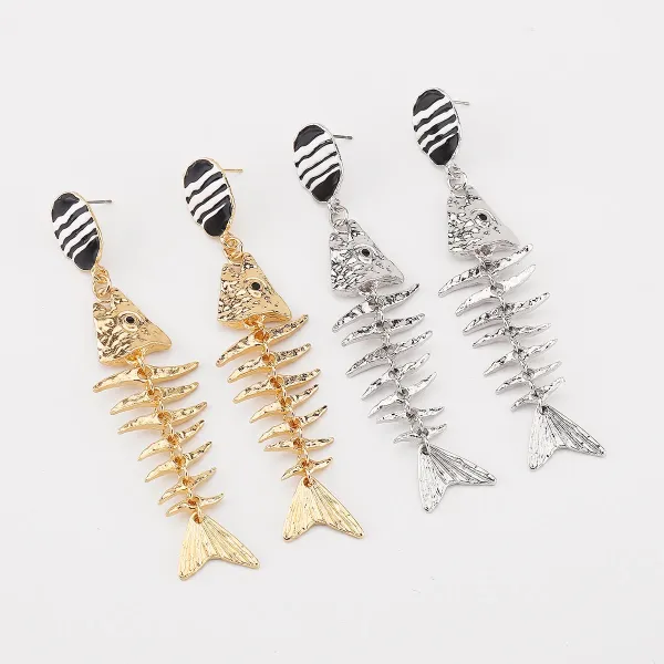 Design Fish Charm Drop Earrings Gold Silver Multicolor Jewelry - 32