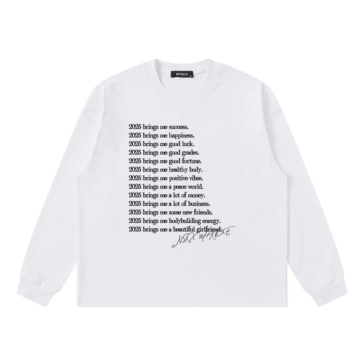 White regular loose fit long sleeved
