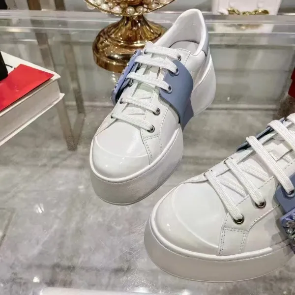 Hogan H222 Platform Sneakers White and Lilac Chunky Sneakers - 10