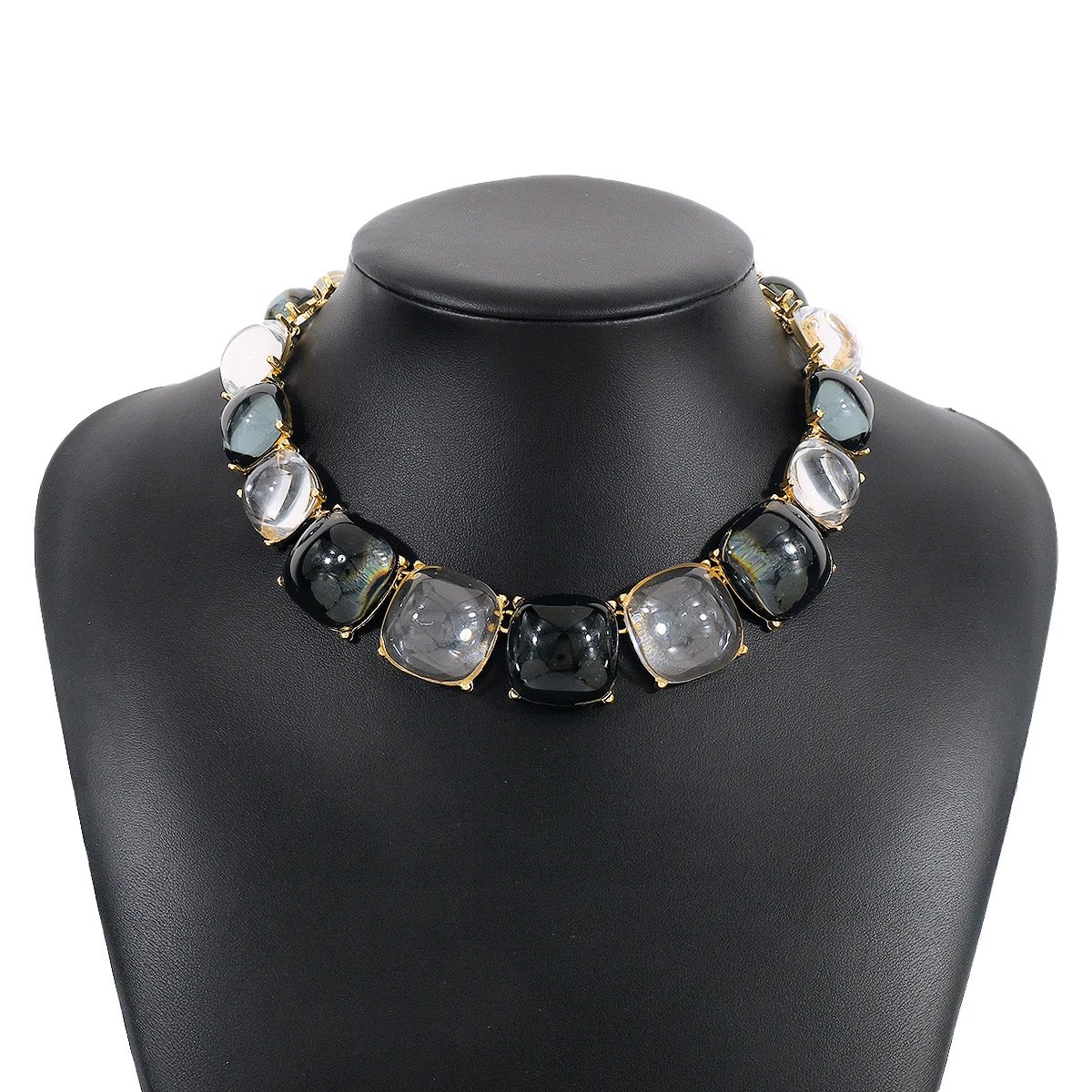 Gray + White + Gray Necklace