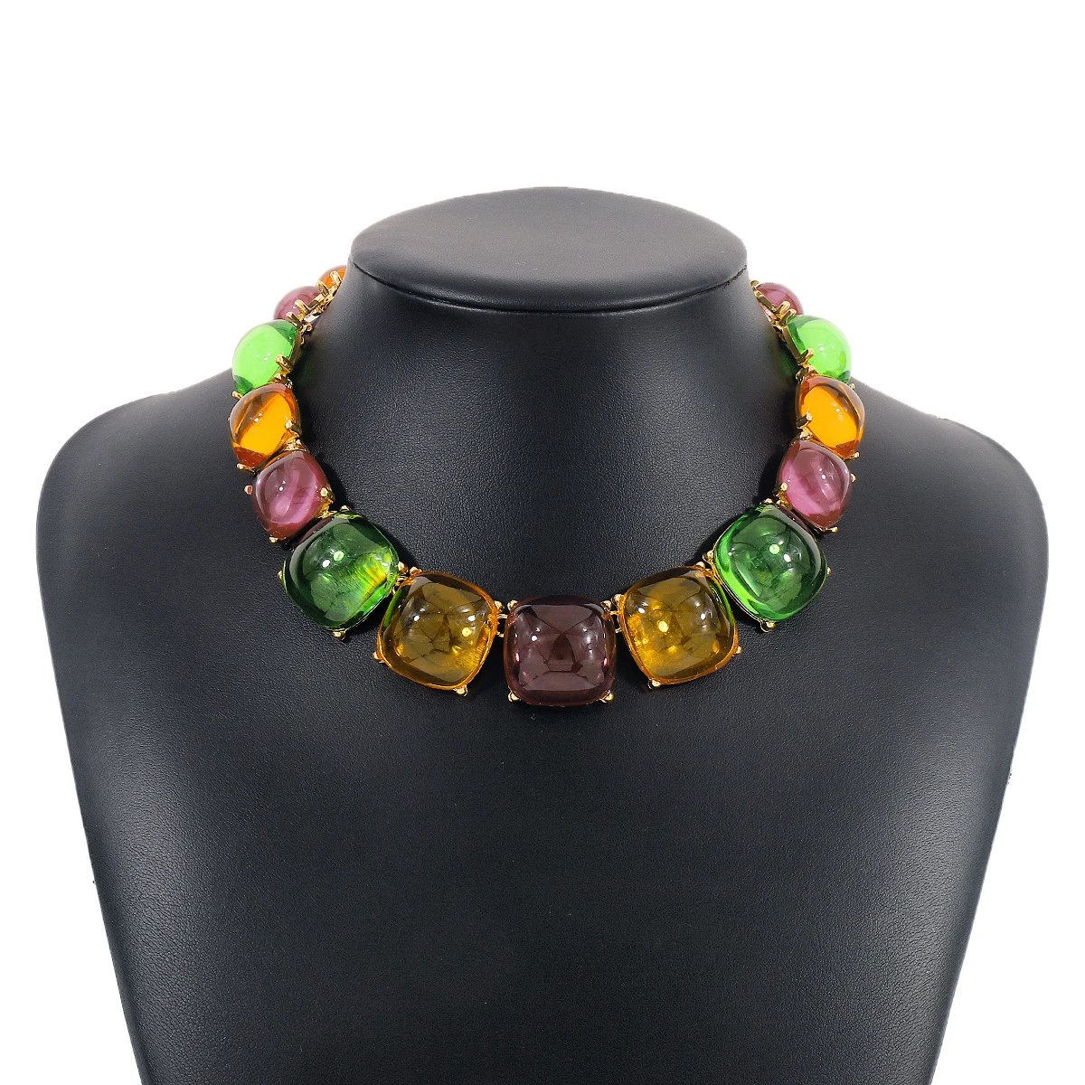 Green Orange Purple Necklace