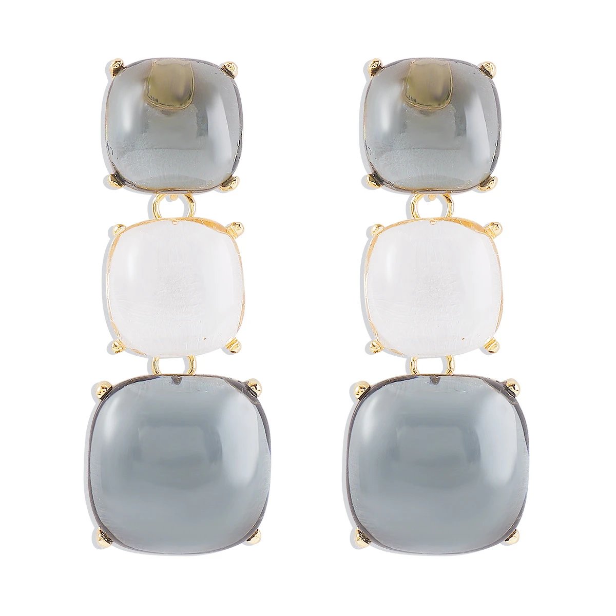Gray + White + Gray Earrings
