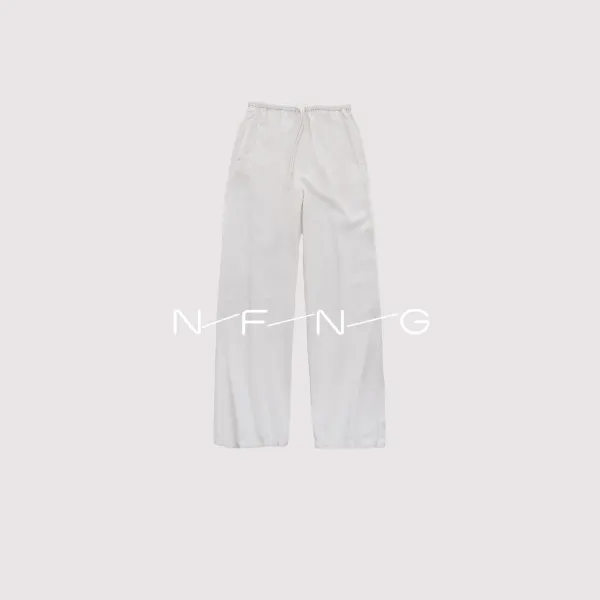 Design N.F.N.G Wide-Leg Drawstring Pants Light Blue Pants - 6