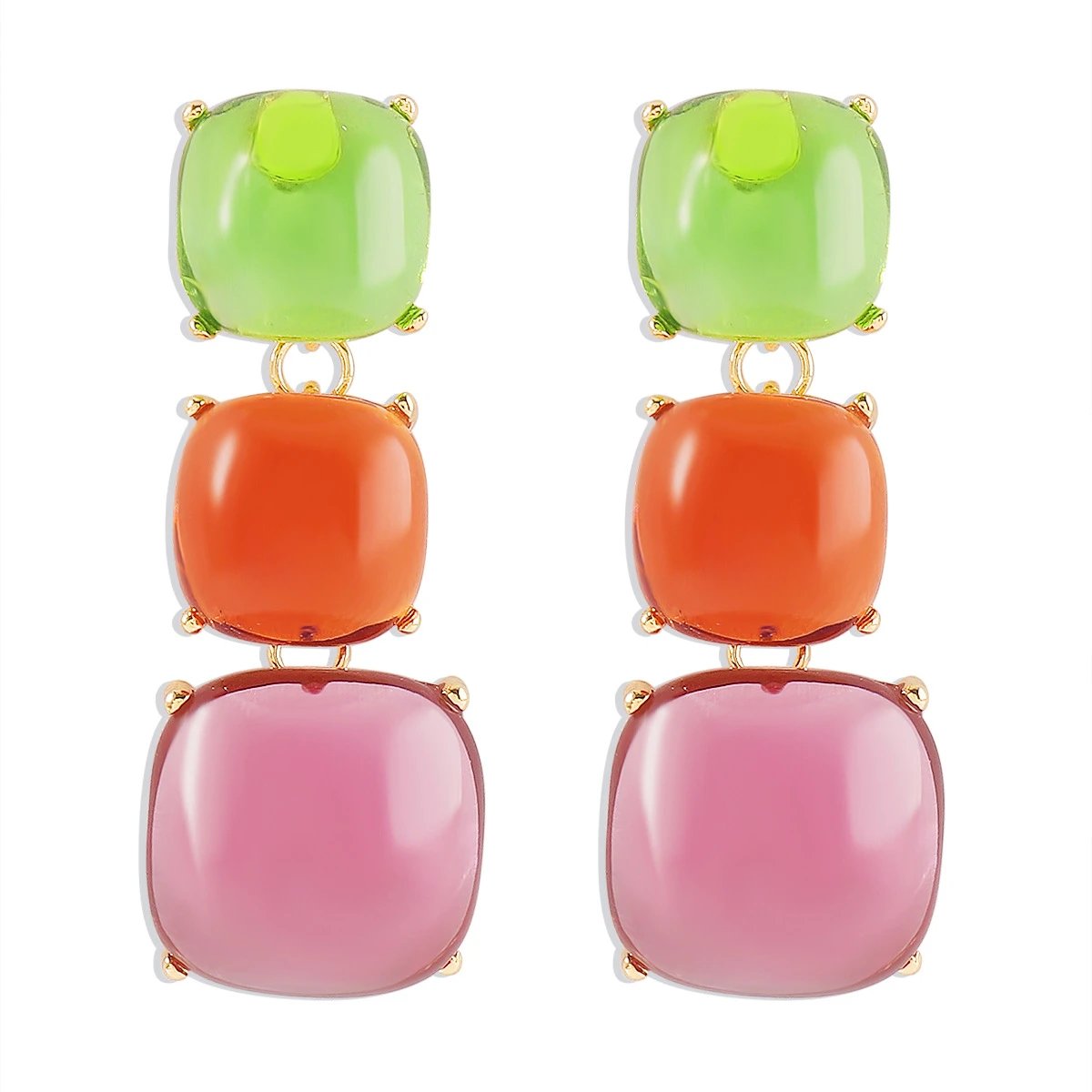 Green + Yellow + Purple Earrings