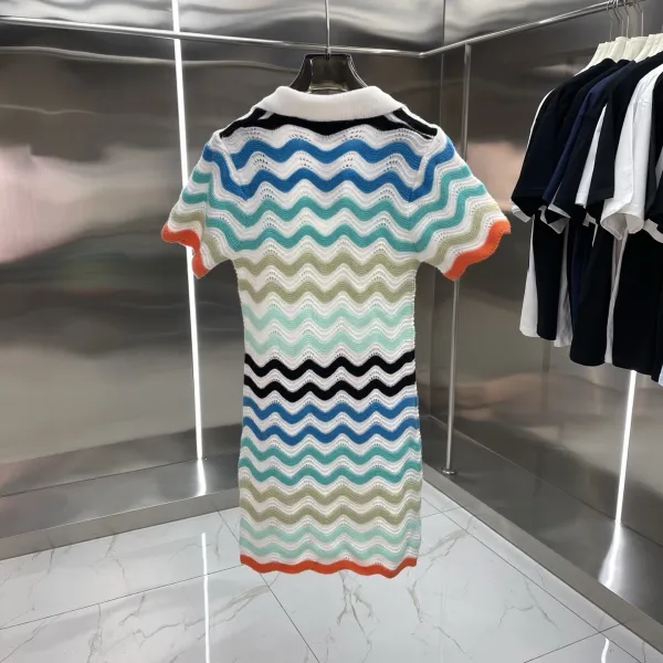 Design Knit Polo Dress Navy with White Trim and Diamond Logo - 10