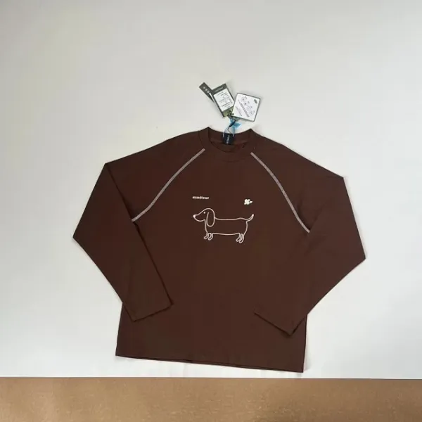 Design Dachshund Print Long-Sleeve Tee Gray T-Shirts - 21