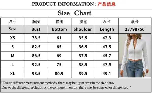 Design Ribbed Zip-Front Cropped Top White Tops - 5