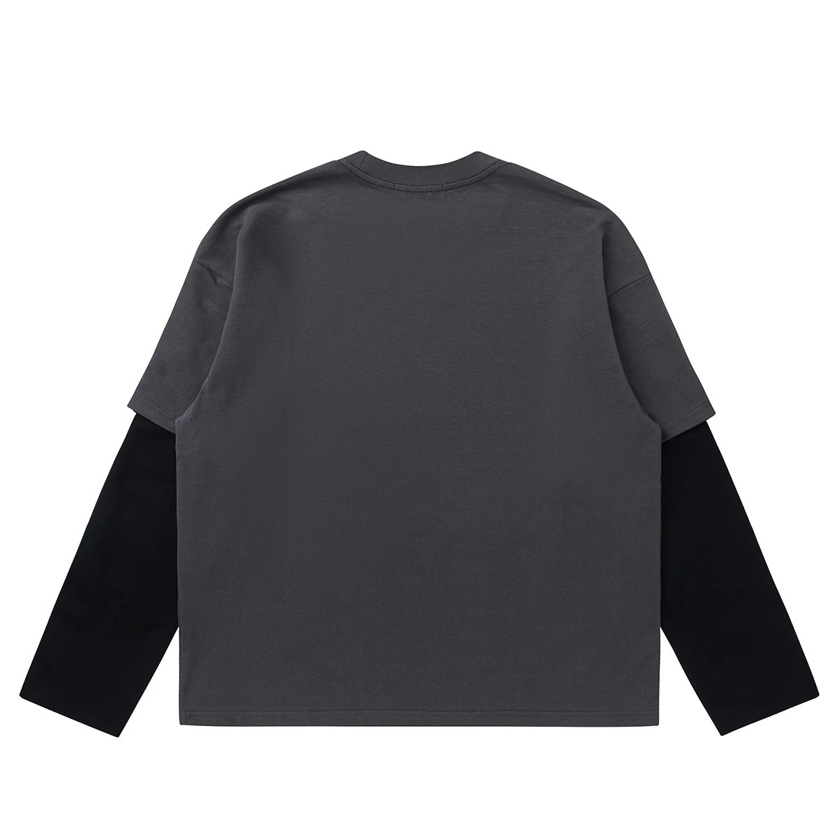 NOTDEXX 300G Boxy Fit White Black Sleeve Layered T-Shirt