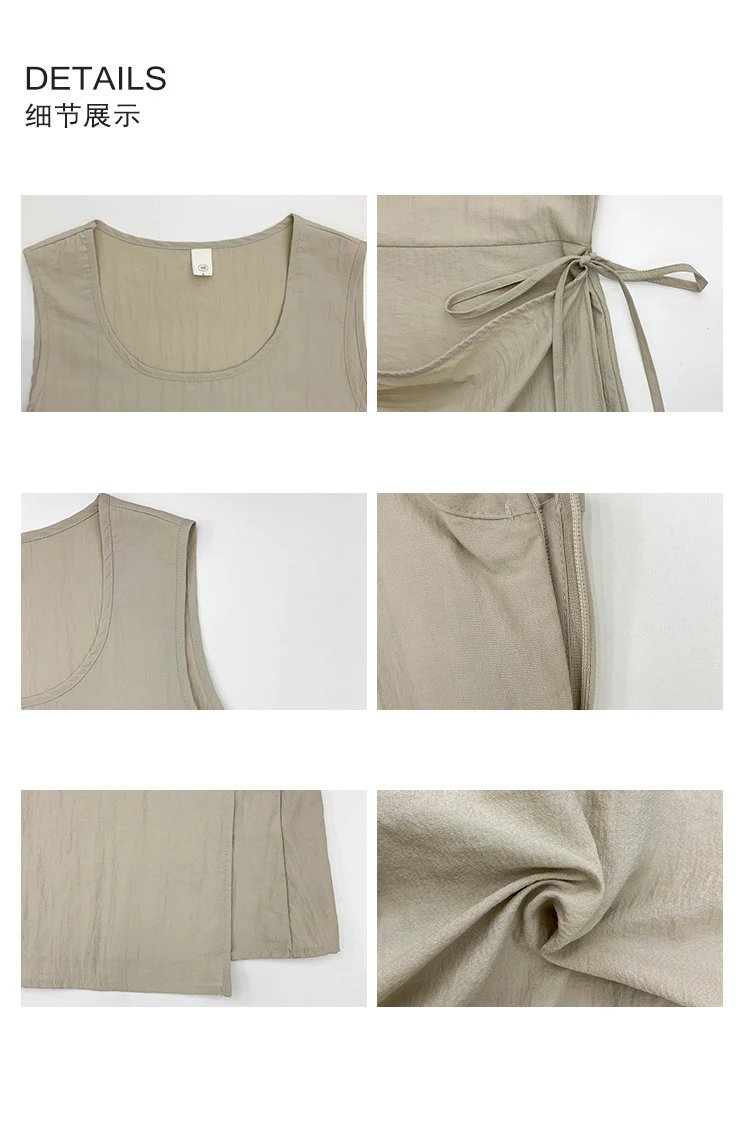 Design Wrap Detail Sleeveless Midi Dress Black - 7