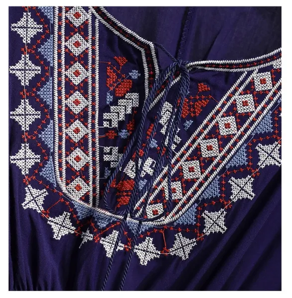 Design Boho Embroidered Lace Trim Tunic Top in Deep Purple Tops - 26