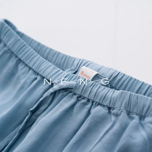 Design N.F.N.G Wide-Leg Drawstring Pants Light Blue Pants - 11