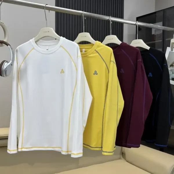 Alo Yoga Long Sleeve Base Layer White with Yellow Stitching - 3