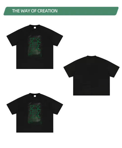 Design NOTGEXX Kanji Print Long Sleeve Tee Black T-Shirts - 31