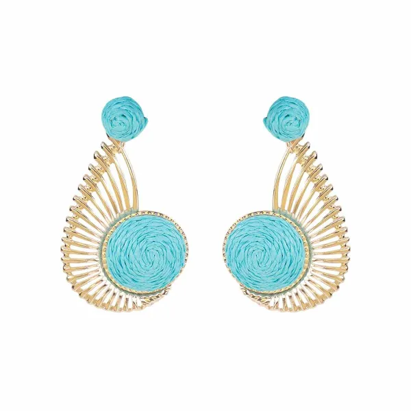 Design Turquoise Raffia Sunburst Earrings Jewelry - 1