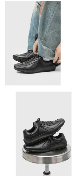 Design Black Leather Low-Top Sneakers - 9