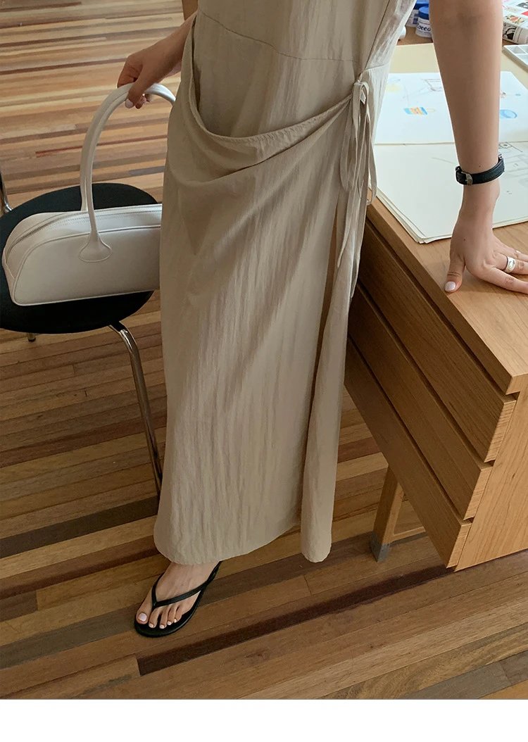 Design Wrap Detail Sleeveless Midi Dress Black - 14