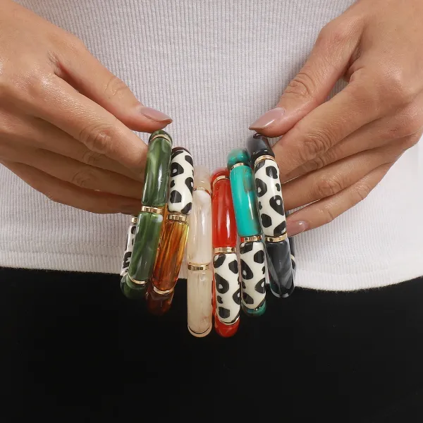 Design Studded Two-Tone Cuff Bracelet Gold Silver Jewelry - 19