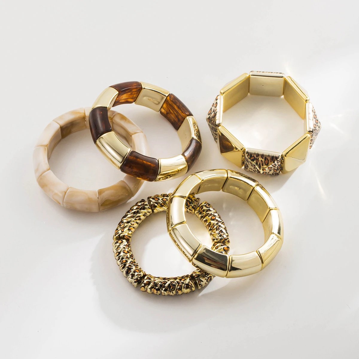 Design Studded Two-Tone Cuff Bracelet Gold Silver Jewelry - 34