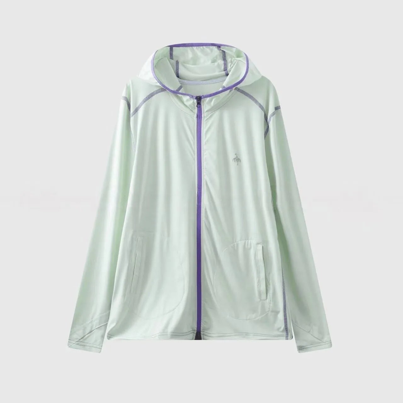 Design Ultralight Hooded Sun Protection Jacket Light Blue with Purple Trim Outerwear - 8