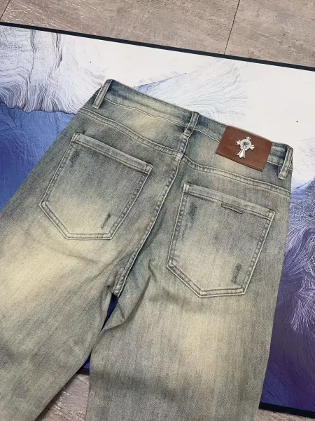 Chrome Hearts Distressed Washed Denim Jeans - 6